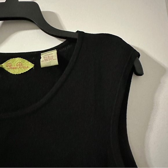 Vintage Y2K Prima Bella Black Knit Tank Top Womens Size Large Minimalist Classic - Picture 5 of 14
